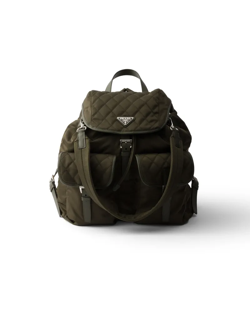 Prada Re-nylon And Leather Backpack, Herren, Forest 0 Forest