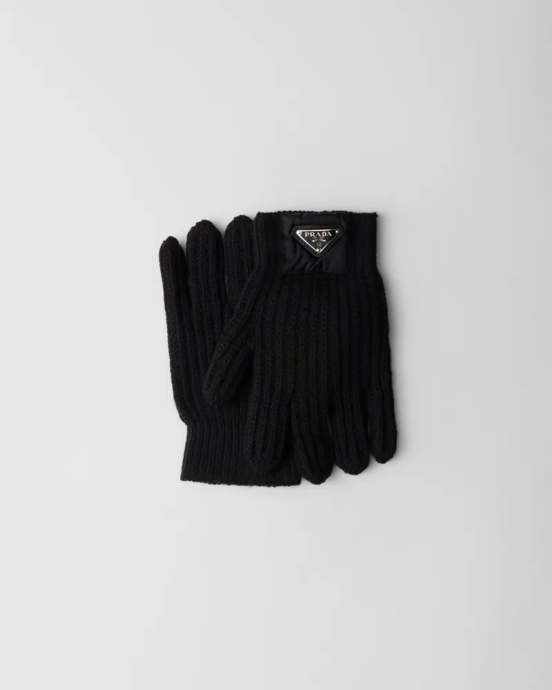 Prada Handschuhe aus Wolle und Kaschmir Schwarz