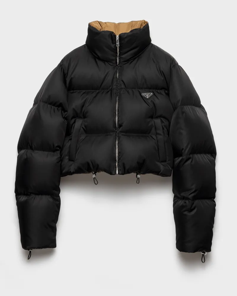 Prada Kurze Daunenjacke aus Re-Nylon Schwarz