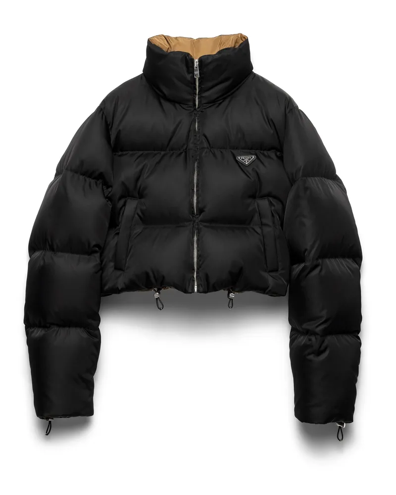 Prada Kurze Daunenjacke Aus Re-nylon, Damen, Schwarz, Größe Schwarz
