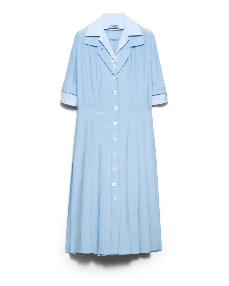 Prada Hemdblusenkleid Aus Pongé Und Popeline, Damen, Himmelblau, Größe Himmelblau