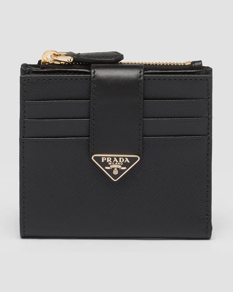 Prada Kleine Geldbörse aus Saffiano und Leder Schwarz