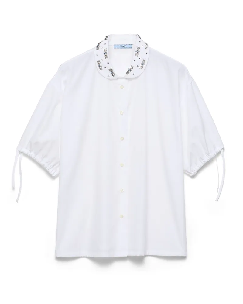 Prada Hemd Aus Popeline, Damen, Weiss, Größe Weiss