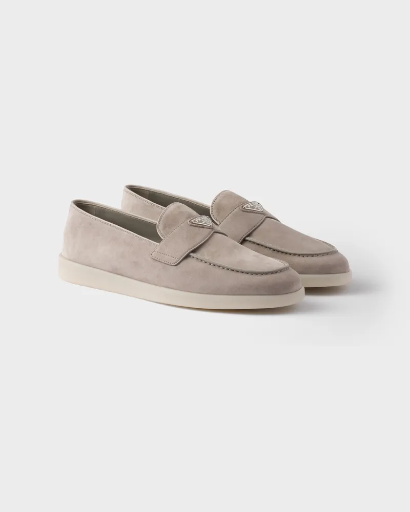 Prada Loafer aus Wildleder Wolkengrau