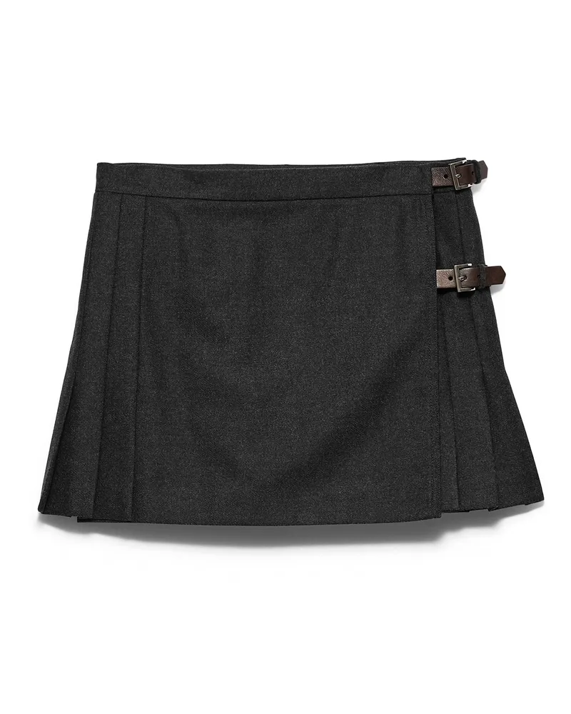 Prada Re-wool Miniskirt, Damen, Anthrazitgrau, Größe Anthrazitgrau