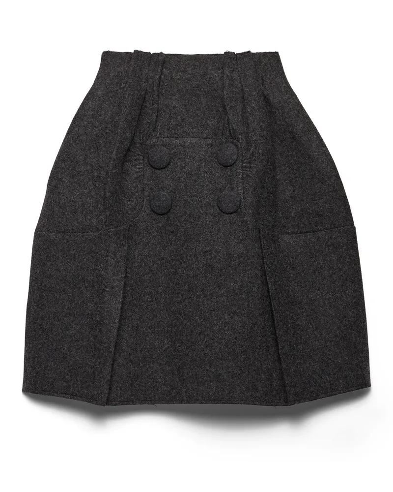 Prada Midirock Aus Shetlandwolle, Damen, Schiefergrau, Größe Schiefergrau