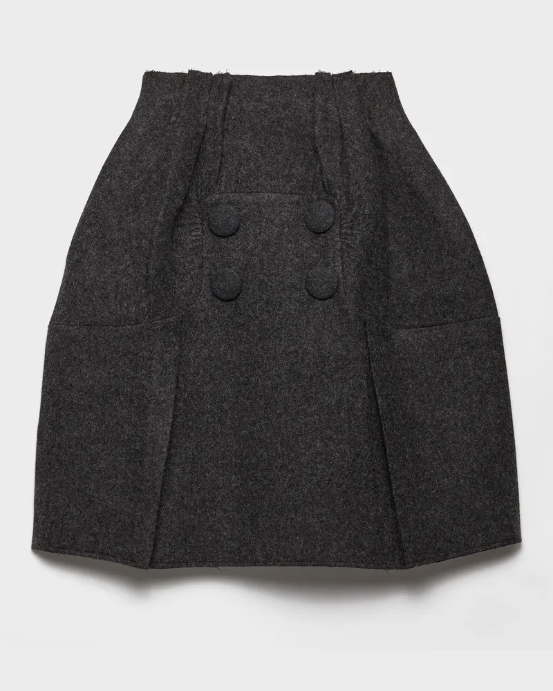 Prada Midirock aus Shetlandwolle Schiefergrau