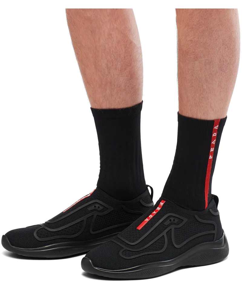 Prada Gestrickte Socken aus Re-Nylon Schwarz