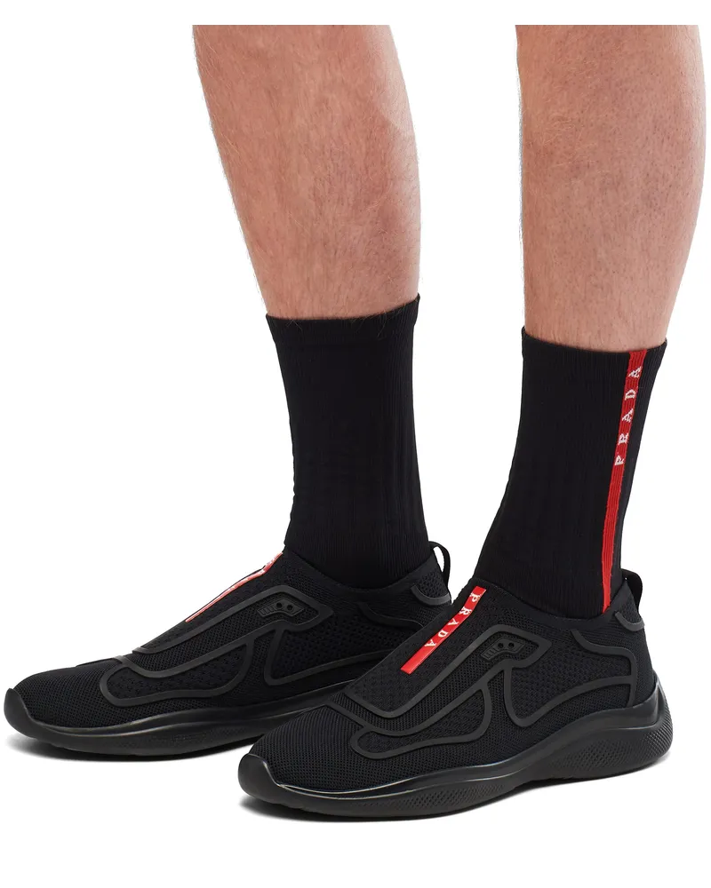 Prada Gestrickte Socken Aus Re-nylon, Herren, Schwarz, Größe Schwarz