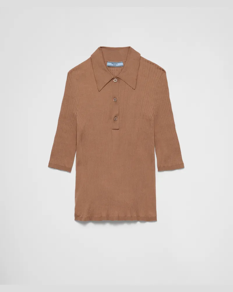 Prada Poloshirt aus Baumwolle Kamelbraun