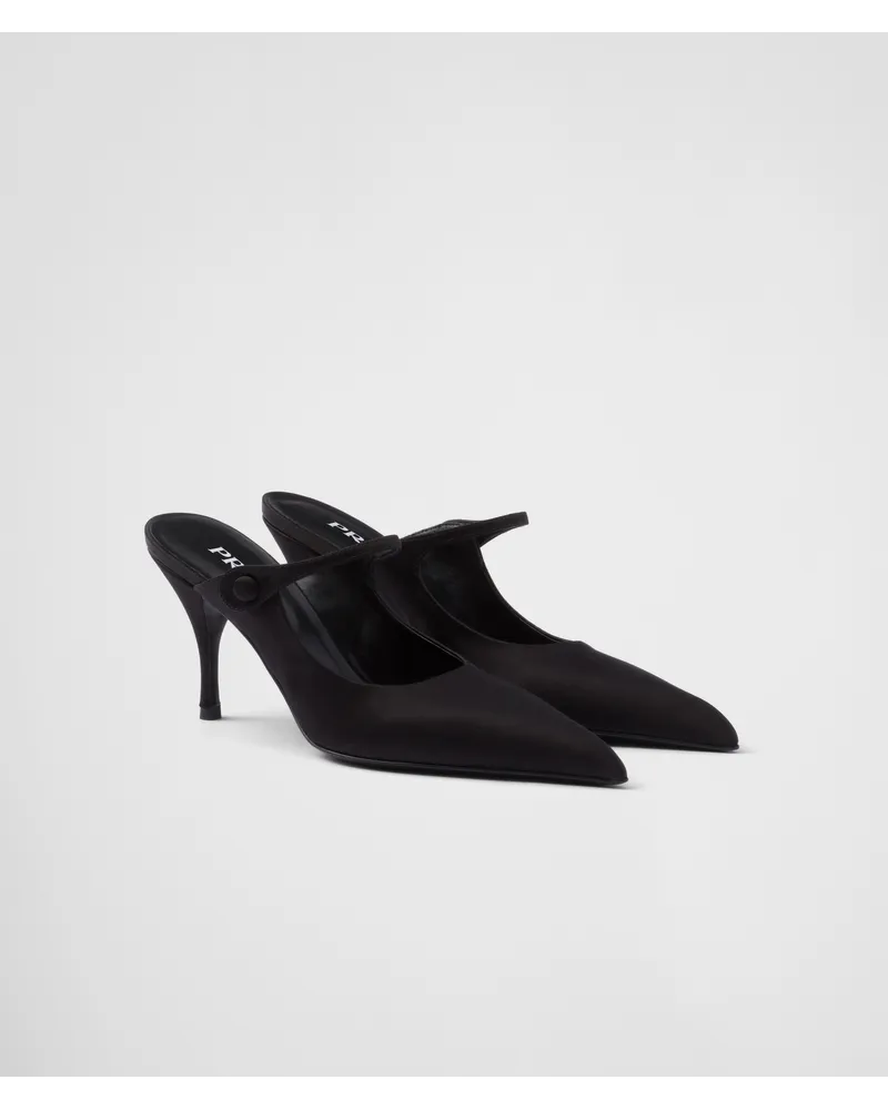 Prada High-Heel-Mules aus Satin Schwarz