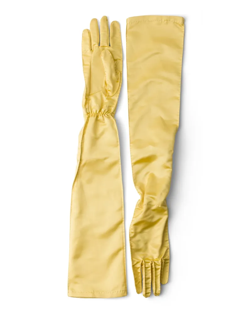 Prada Handschuhe Aus Satin, Damen, Zitronengelb, Größe 7,5 Zitronengelb