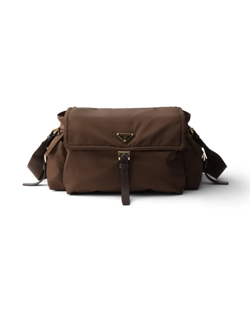 Prada Große  Explore Schultertasche Aus Re-nylon, Damen, Sienna Sienna