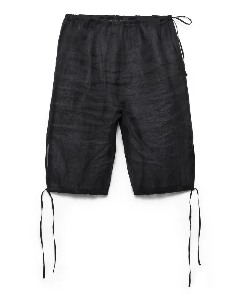 Prada Organdy-bermudas, Damen, Schwarz, Größe Schwarz