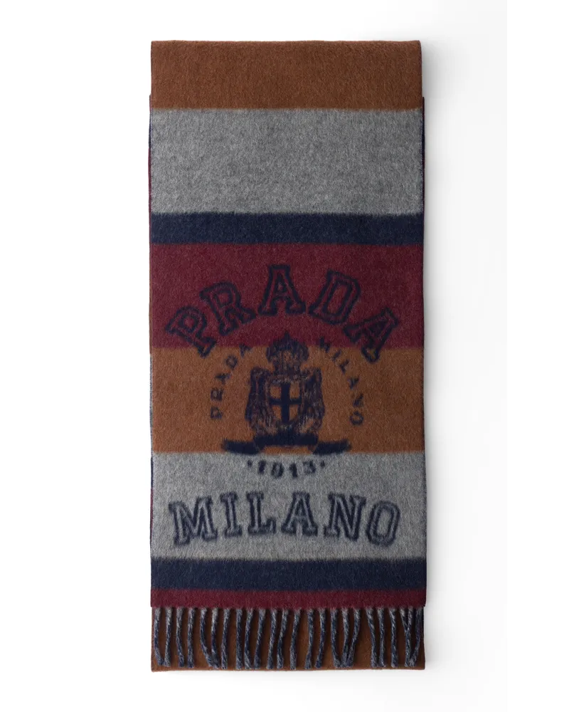 Prada Schal Aus Wolle Und Kaschmir, Herren, Blau / Weinrot Blau