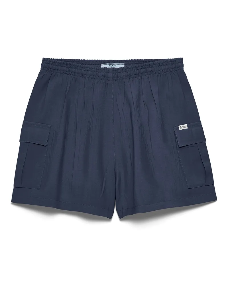 Prada Shorts Aus Leichtem Mohair, Damen, Blau, Größe Blau