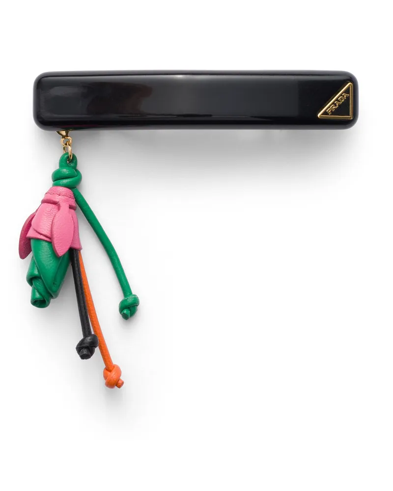 Prada Haarspange Aus Plexiglas Und Metall, Damen, Schwarz Schwarz