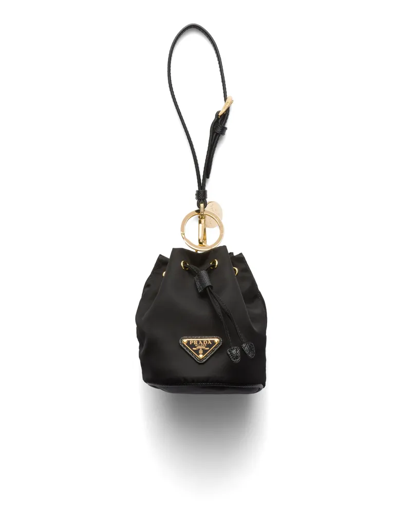Prada Mini-icon-schlüsselanhänger Aus Re-nylon, Damen, Schwarz Schwarz