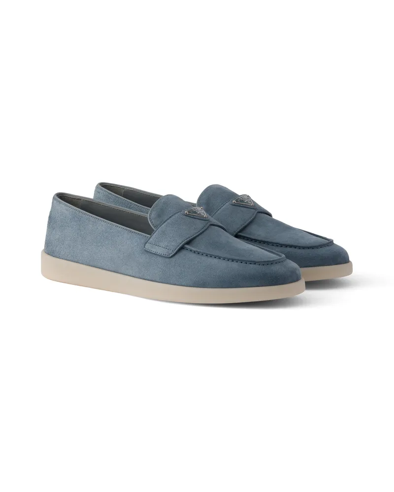 Prada Loafer Aus Wildleder, Herren, Denim, Größe 12 Denim