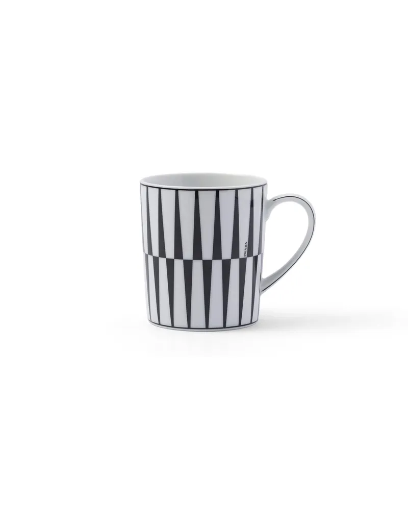 Prada Becher Aus Porzellan – Stripes, , Weiss/schwarz Weiss