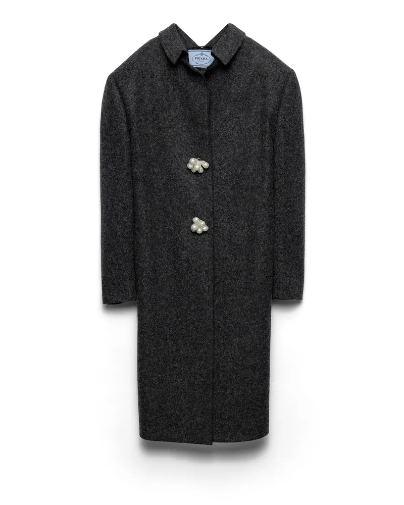 Prada Mantel Aus Shetlandwolle Mit Schmuckknöpfen, Damen, Schiefergrau, Größe Schiefergrau