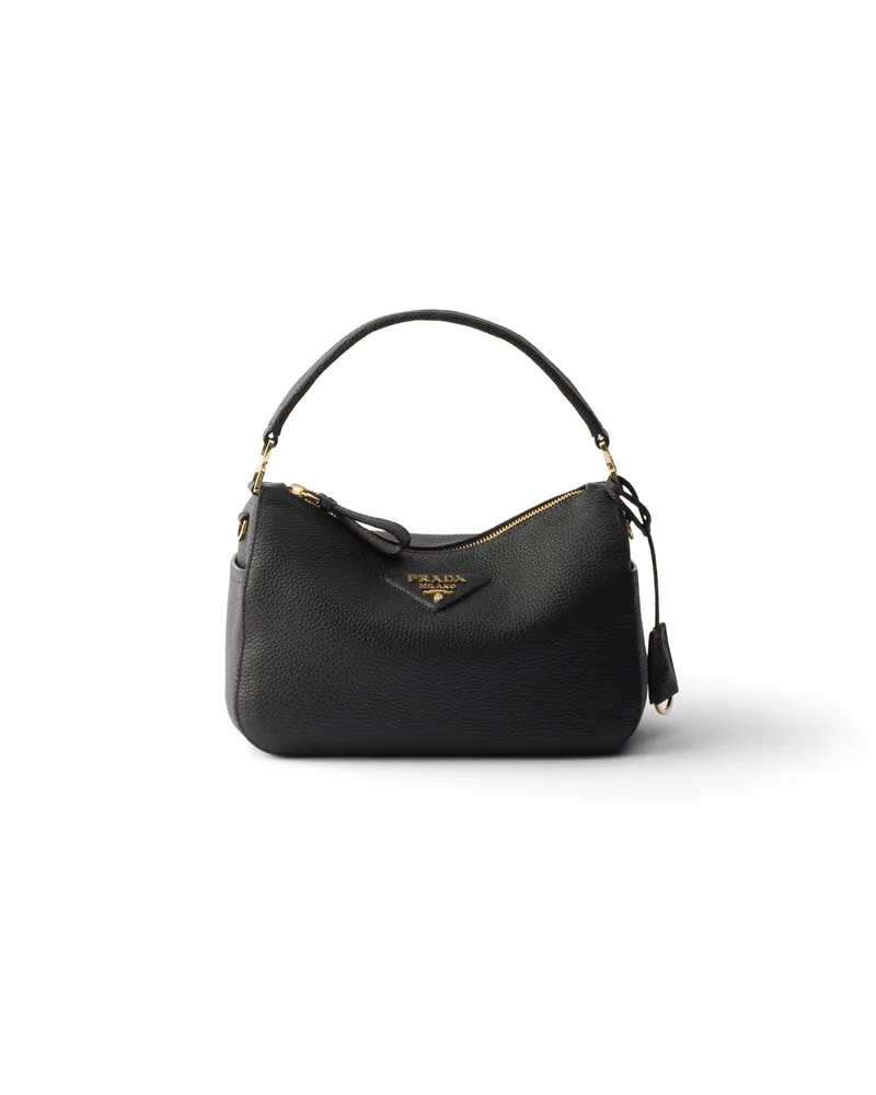 Prada Kleine Tasche Aus Leder, Damen, Schwarz Schwarz