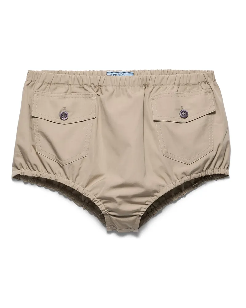 Prada Shorts Aus Popeline, Damen, Kalkstein, Größe Kalkstein