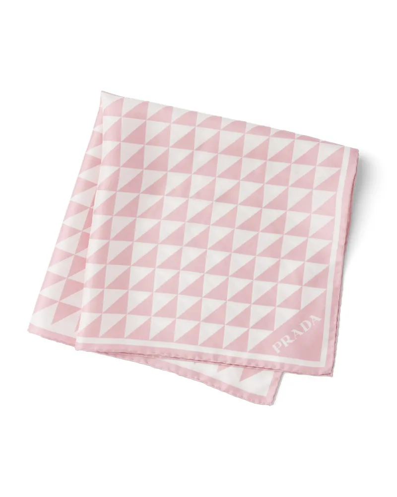 Prada Schal Aus Seidentwill Mit Print 55, Damen, Alabaster/weiss Alabaster