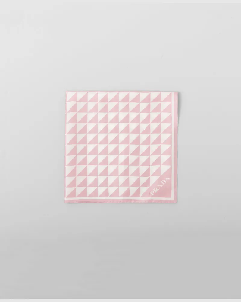 Prada Schal aus Seidentwill mit Print, 55 x 55 Alabaster