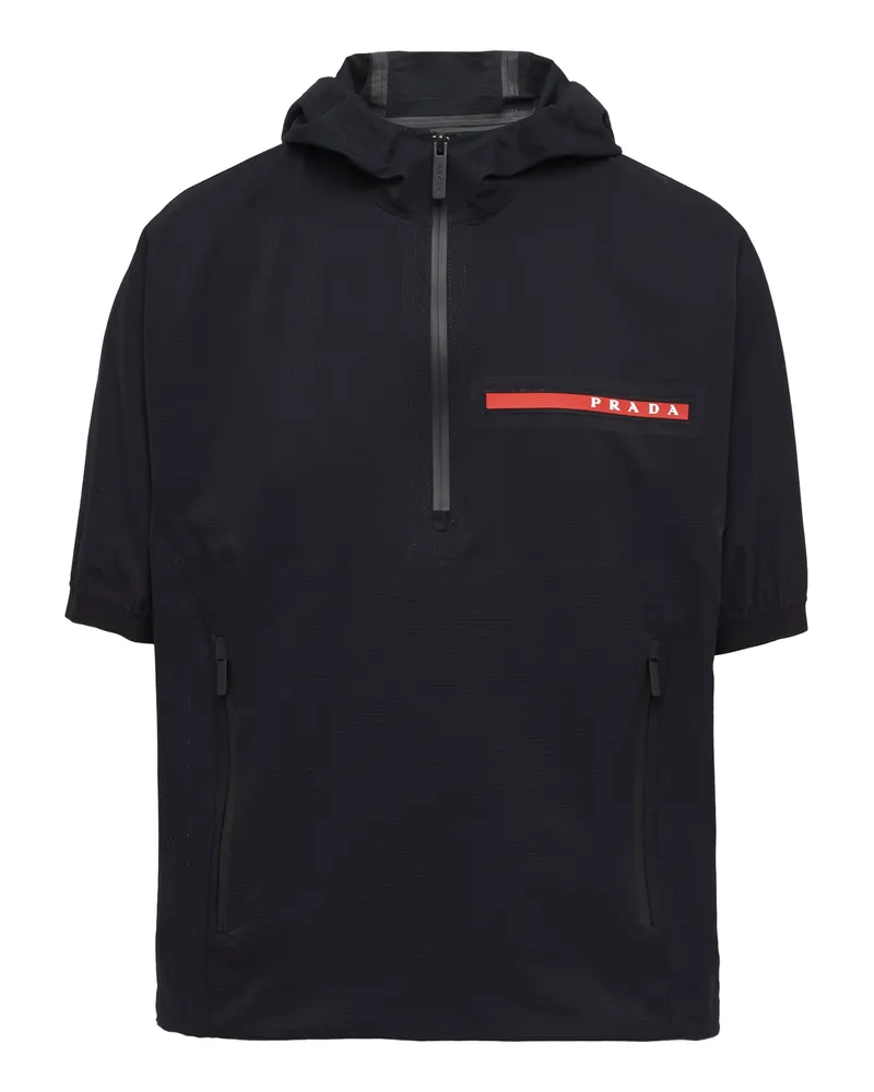 Prada Kurzärmlige Jacke Aus Light Bi-stretch, Herren, Schwarz, Größe Schwarz