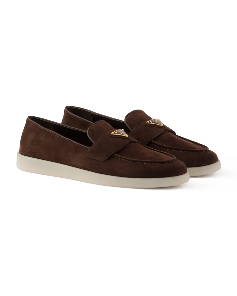 Prada Loafer Aus Wildleder, Damen, Dunkelbraun, Größe Dunkelbraun