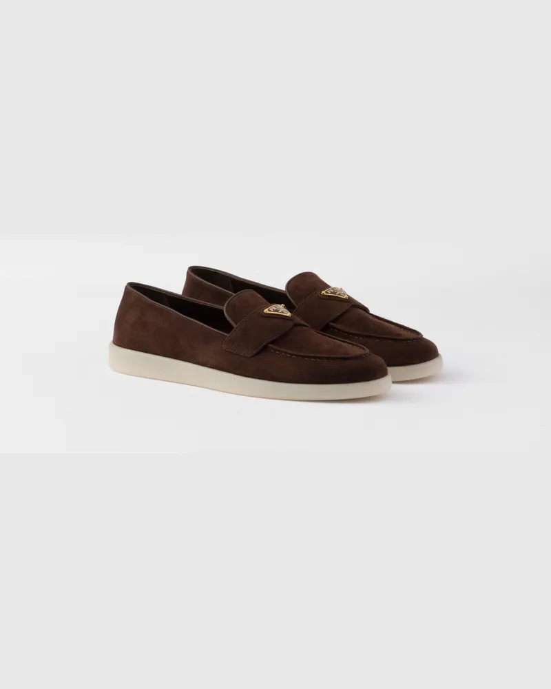 Prada Loafer aus Wildleder Dunkelbraun
