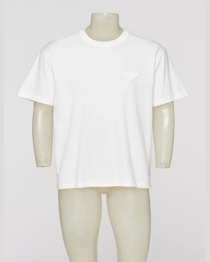 Prada T-shirt Aus Baumwolle, Herren, Weiss, Größe Weiss