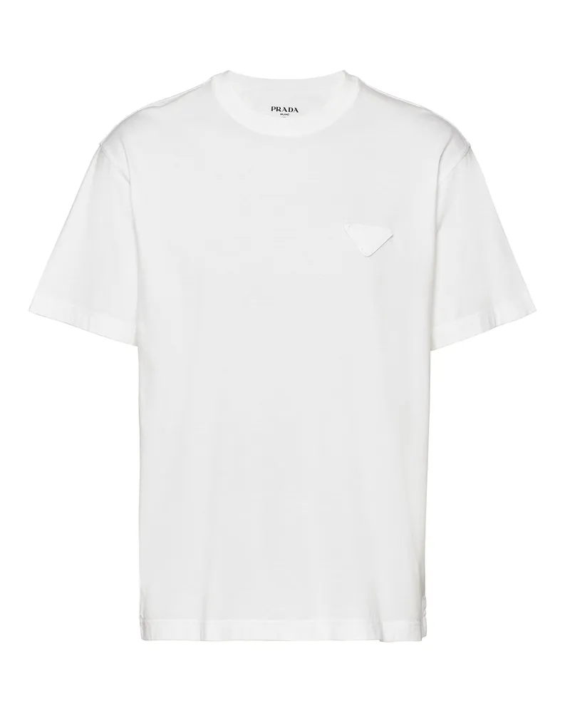 Prada T-shirt Aus Baumwolle, Herren, Weiss, Größe Weiss