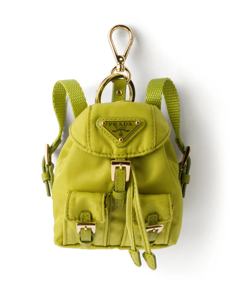 Prada Mini-icon-schlüsselanhänger Aus Re-nylon, Damen, Farngrün Farngrün