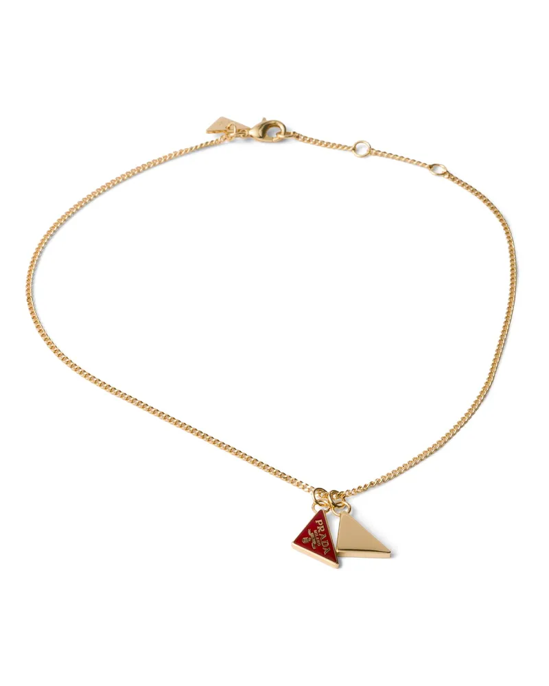 Prada Halskette Aus Emailliertem Metall, Damen, Gold/rot Gold