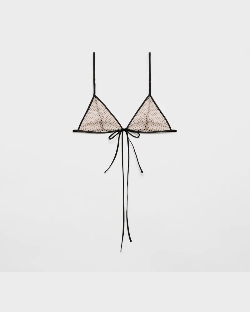 Prada BH aus Seiden-Chiffon mit Punktmuster Cameo
