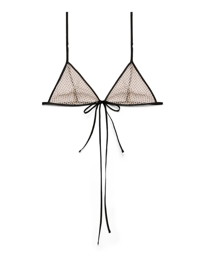 Prada Bh Aus Seiden-chiffon Mit Punktmuster, Damen, Cameo, Größe Cameo