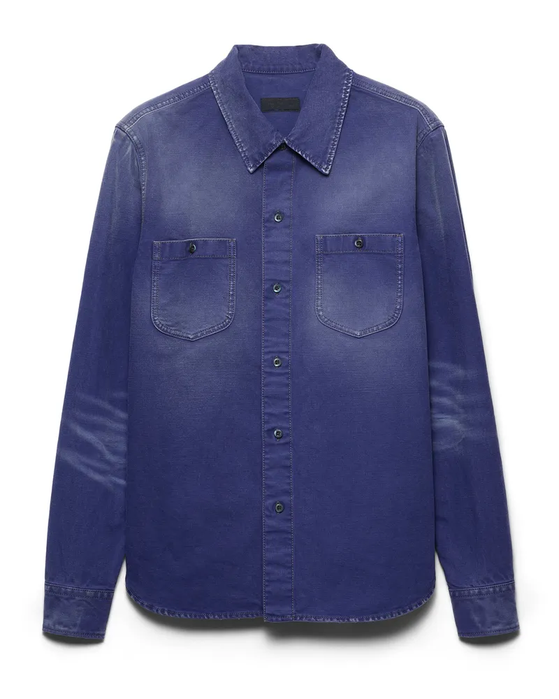 Prada Hemd Aus Baumwoll-twill, Herren, Indigo, Größe Indigo