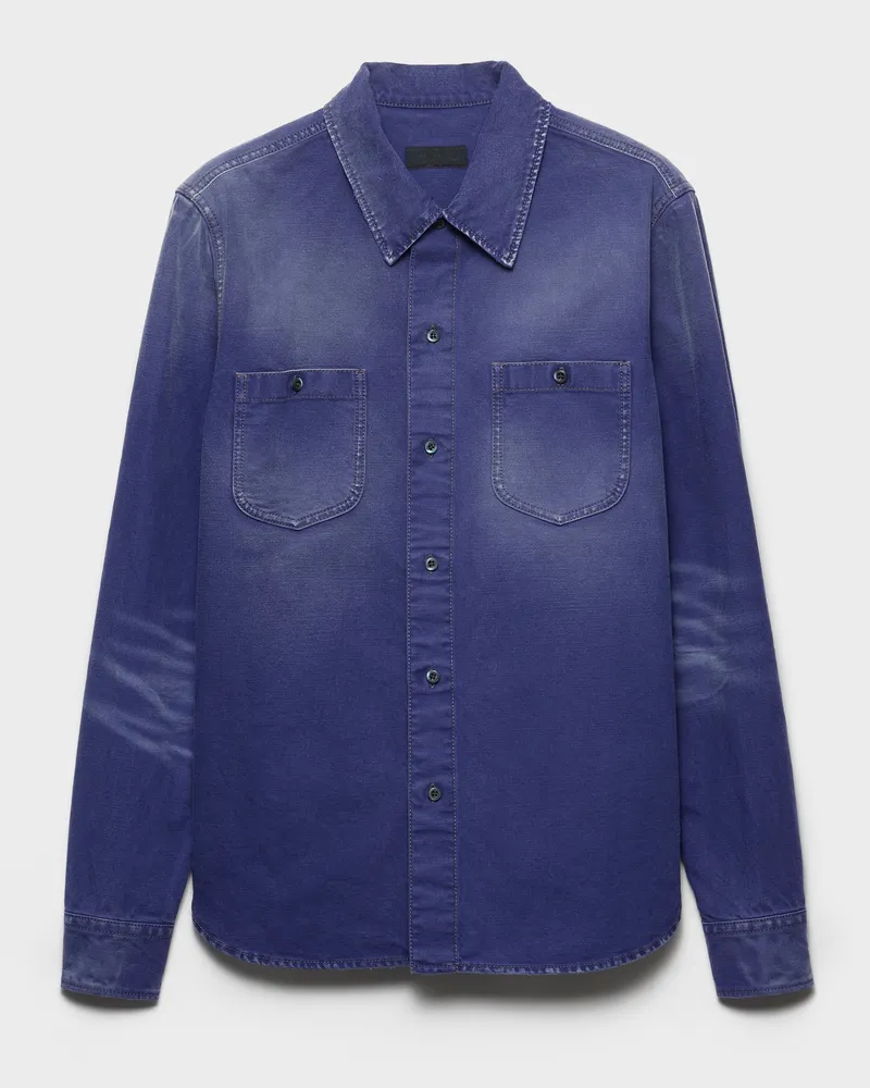 Prada Hemd aus Baumwoll-Twill Indigo
