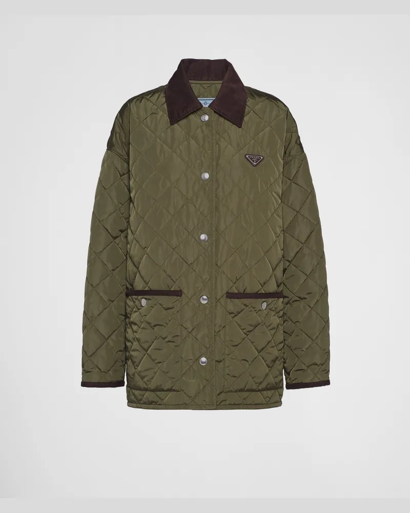 Prada Jacke aus leichtem Re-Nylon Militärgrün