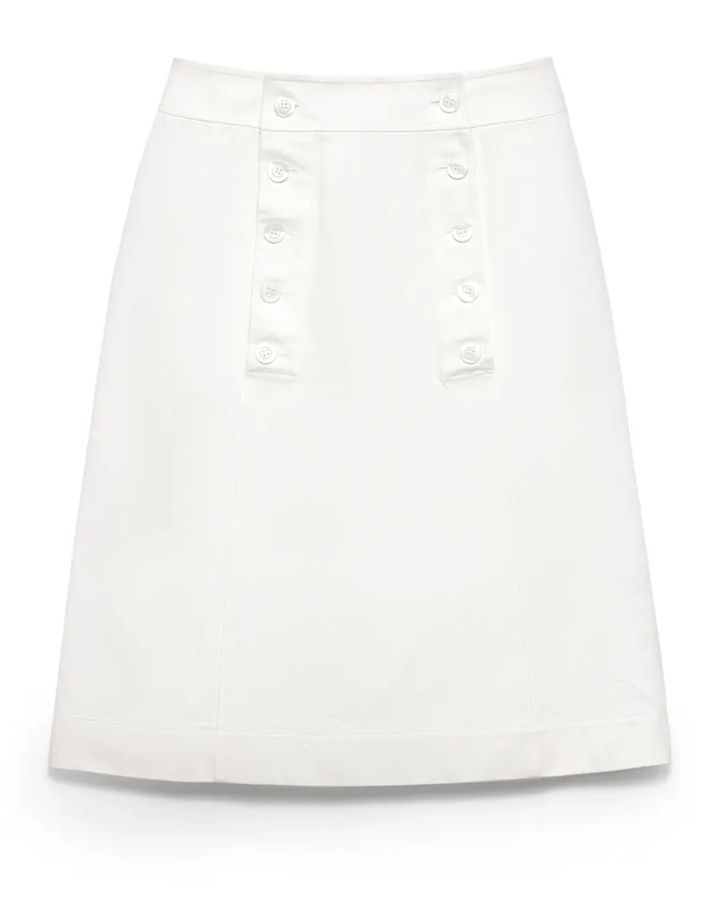 Prada Rock Aus Baumwoll-gabardine, Damen, Weiss, Größe Weiss