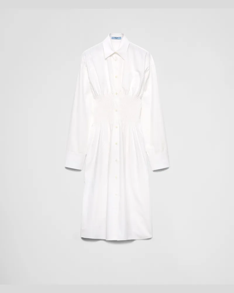 Prada Kleid aus Baumwoll-Canvas Weiss