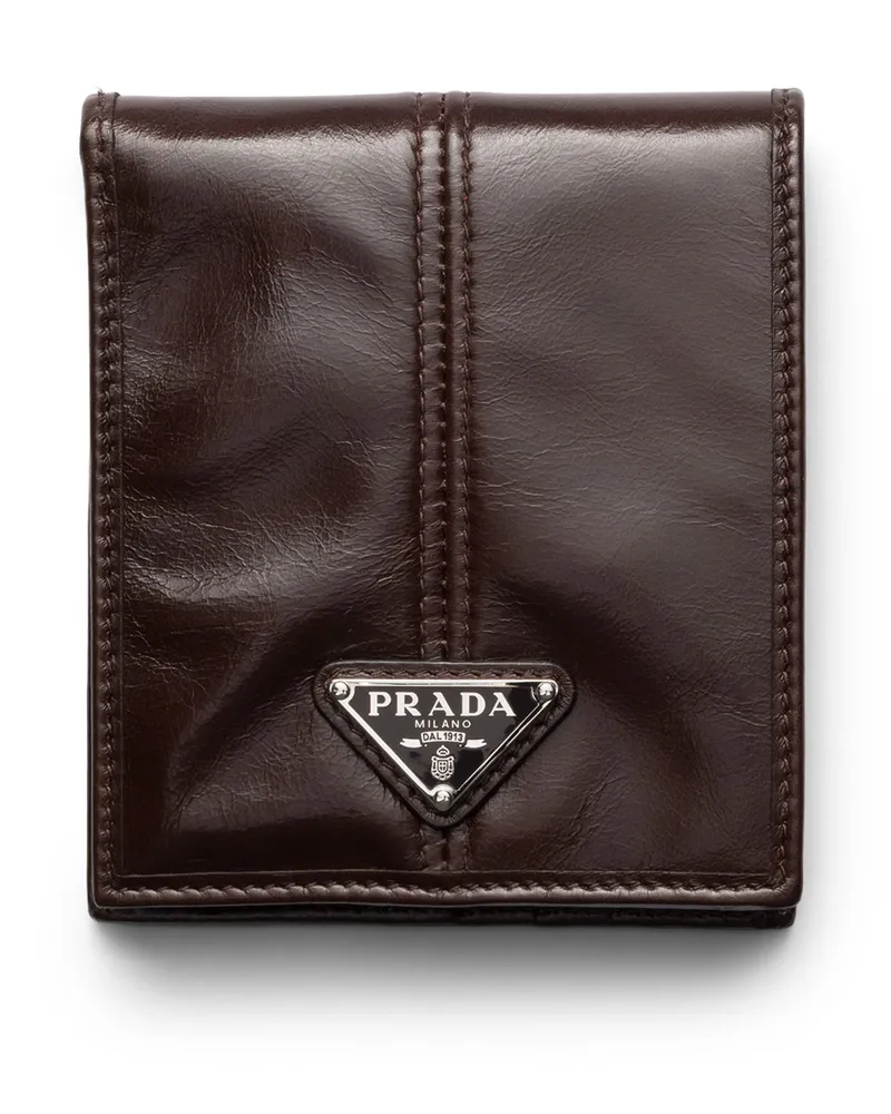 Prada Geldbörse Aus Leder, Herren, Dunkelbraun Dunkelbraun