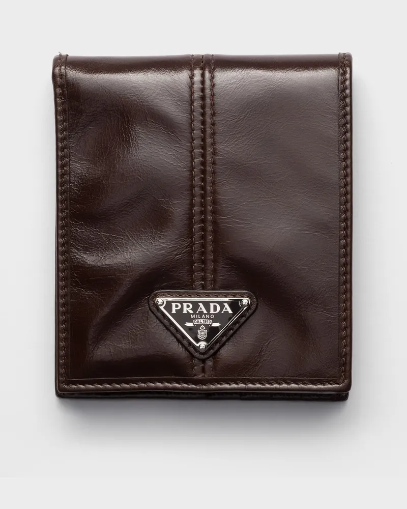 Prada Geldbörse aus Leder Dunkelbraun