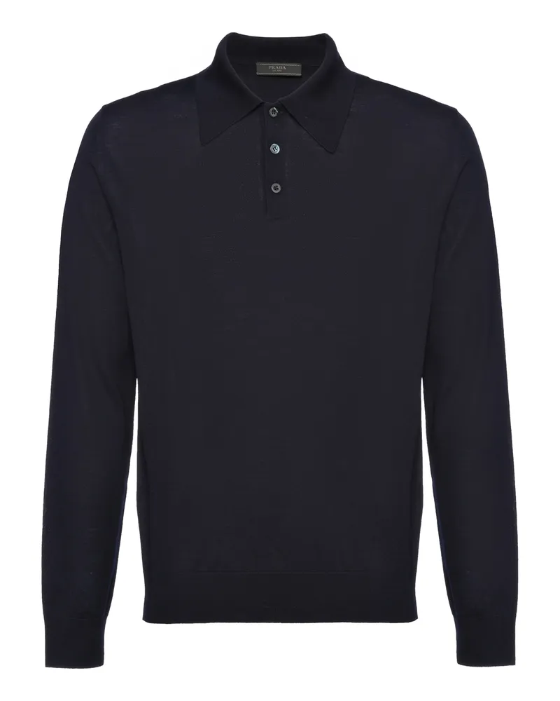 Prada Poloshirt Aus Kammwolle, Herren, Blau, Größe Blau
