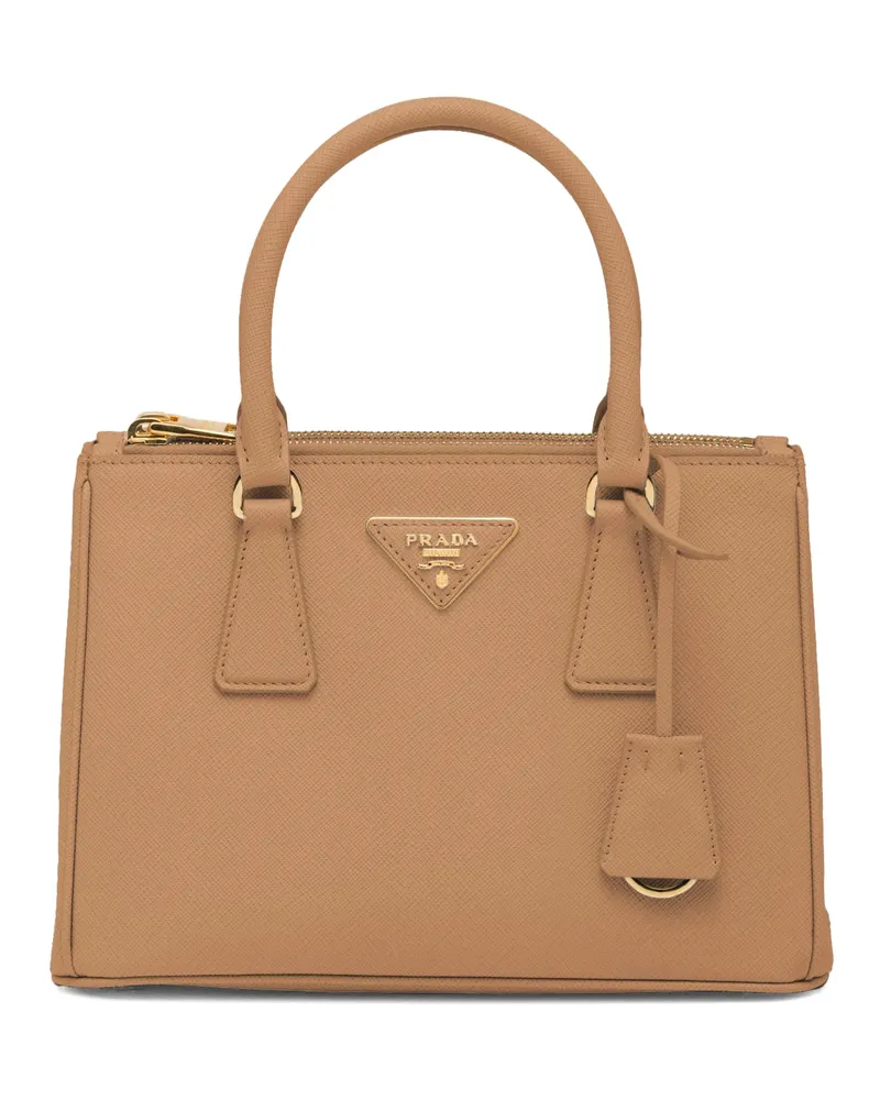 Prada Kleine  Galleria Tasche Aus Saffiano-leder, Damen, Karamell Karamell