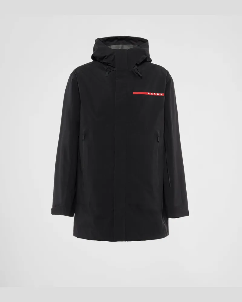 Prada Regenmantel mit Kapuze aus Extreme-Tex Schwarz