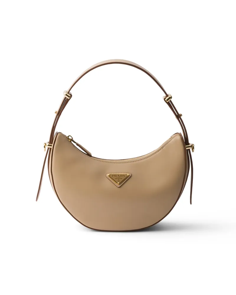 Prada Arqué Mini-schultertasche Aus Leder, Damen, Sandbeige Sandbeige