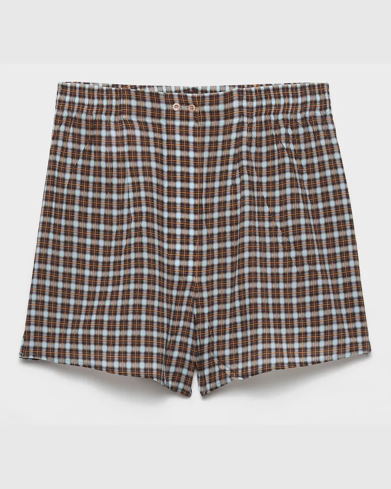 Prada Shorts aus kariertem Georgette Türkis
